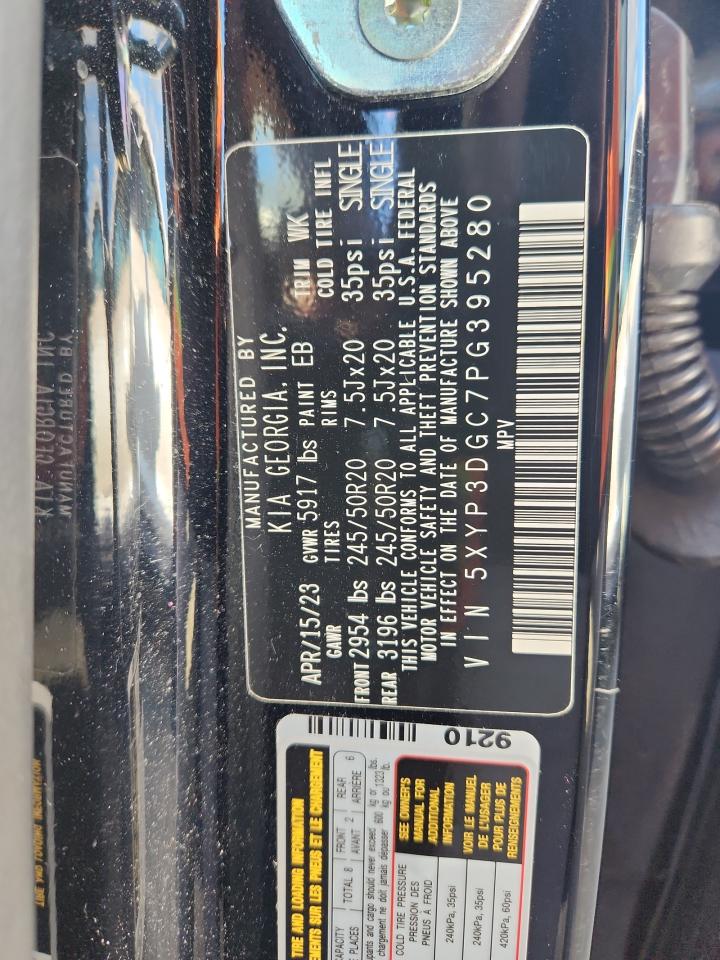 2023 Kia Telluride Ex VIN: 5XYP3DGC7PG395280 Lot: 85564935