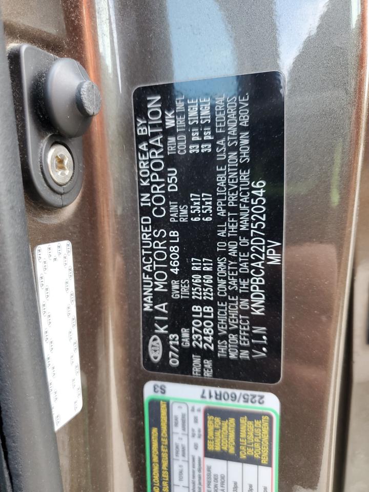 2013 Kia Sportage Lx VIN: KNDPBCA22D7520546 Lot: 82318965