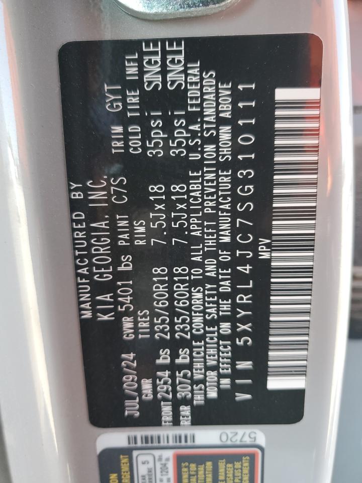 2025 Kia Sorento S VIN: 5XYRL4JC7SG310111 Lot: 85742605