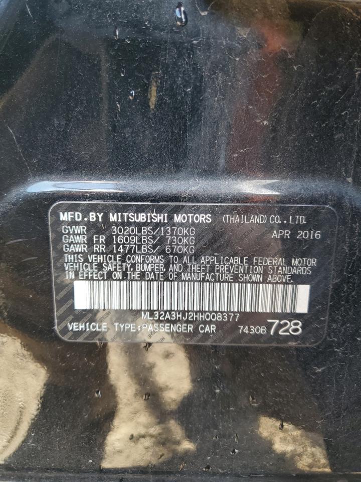 2017 Mitsubishi Mirage Es VIN: ML32A3HJ2HH008377 Lot: 90655325