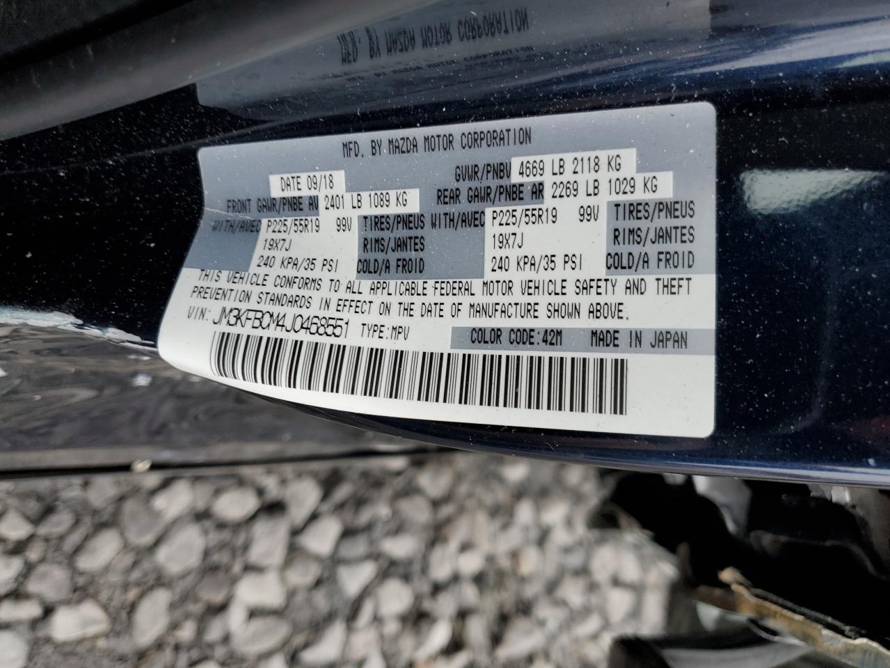 2018 Mazda Cx-5 Touring VIN: JM3KFBCM4J0468551 Lot: 86218945