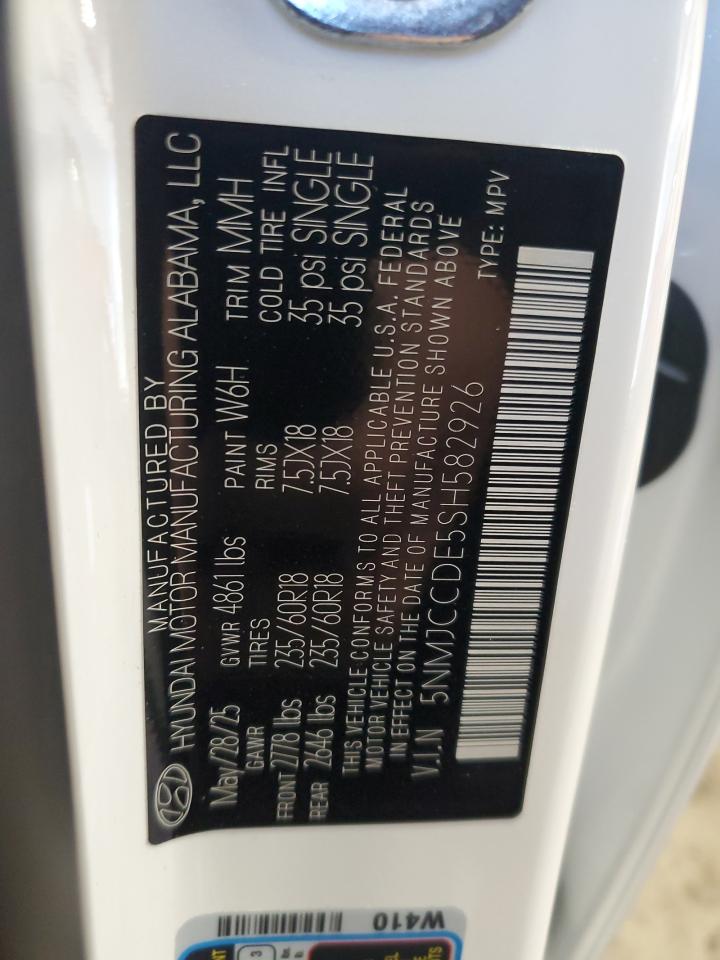 2025 Hyundai Tucson Sel VIN: 5NMJCCDE5SH582926 Lot: 85825415