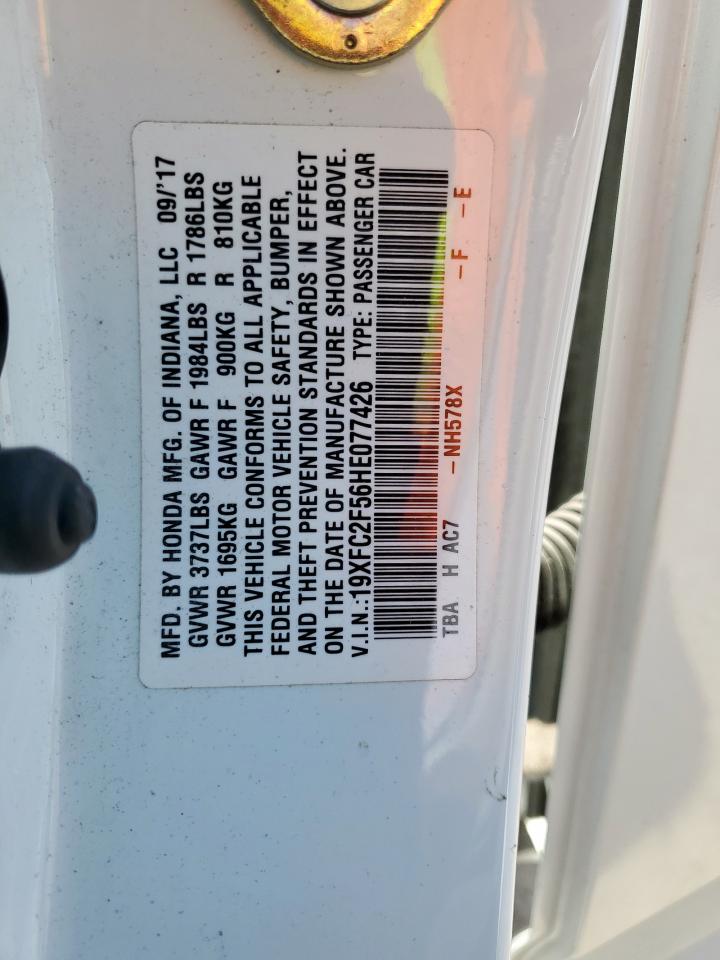 2017 Honda Civic Lx VIN: 19XFC2F56HE077426 Lot: 85857345