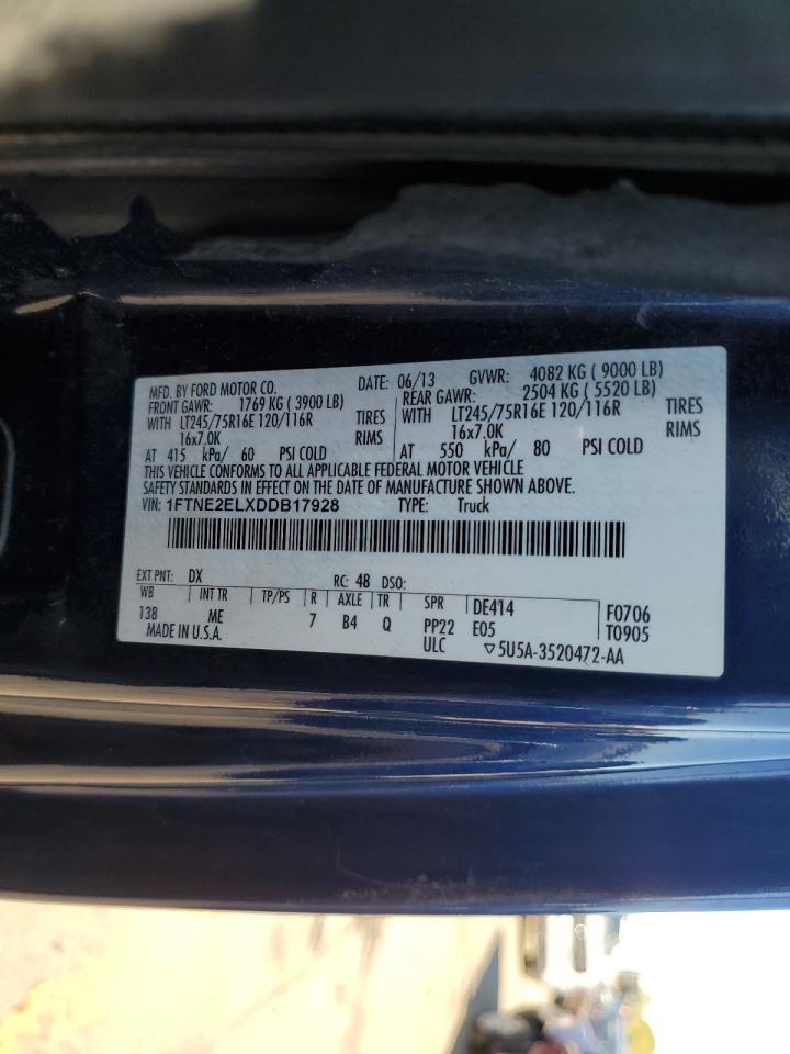 2013 Ford Econoline E250 Van VIN: 1FTNE2ELXDDB17928 Lot: 85011255