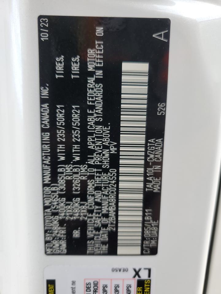 2024 Lexus Rx 350 Base VIN: 2T2BAMBA8RC024550 Lot: 82578095