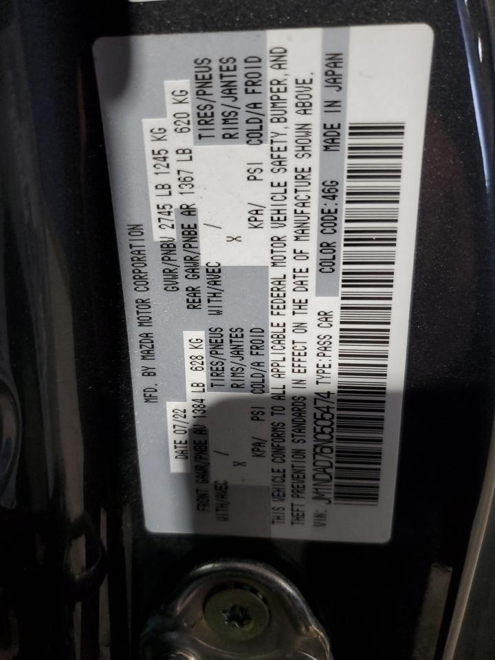 2022 Mazda Mx-5 Miata Grand Touring VIN: JM1NDAD76N0505474 Lot: 86487905