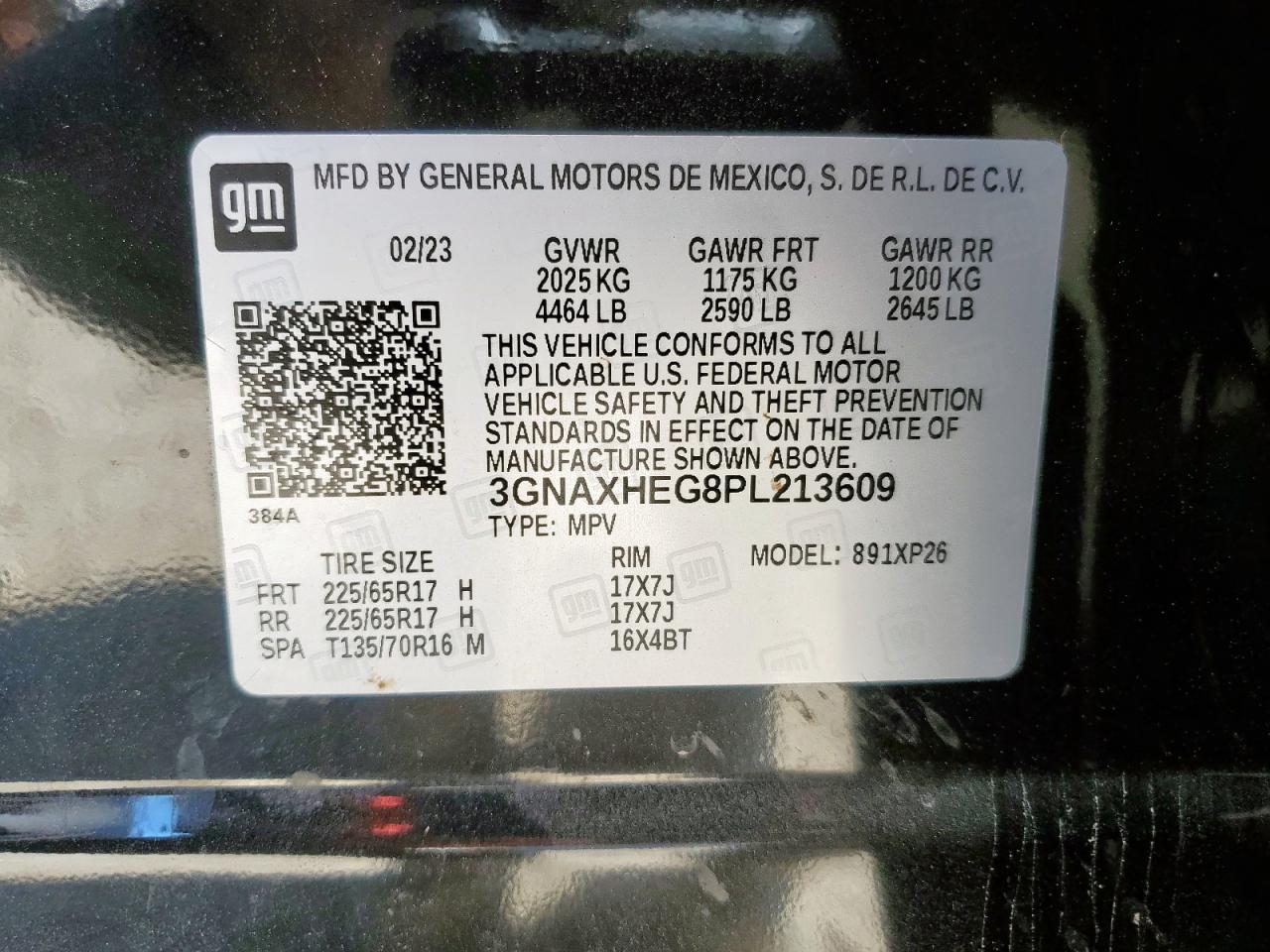 2023 Chevrolet Equinox Ls VIN: 3GNAXHEG8PL213609 Lot: 86321815