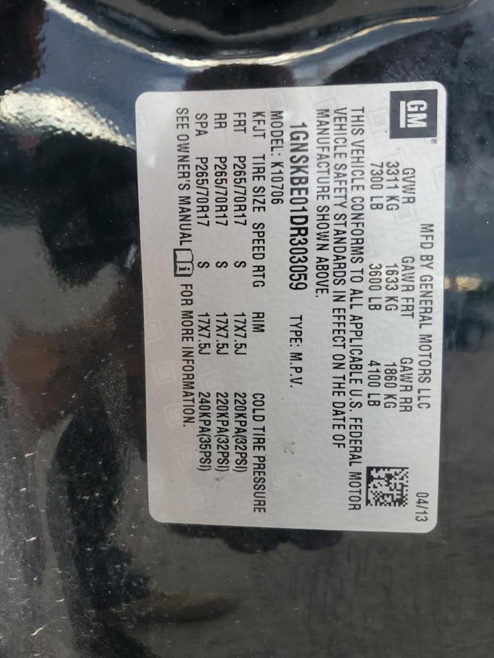 2013 Chevrolet Tahoe K1500 Lt VIN: 1GNSKBE01DR303059 Lot: 90365995