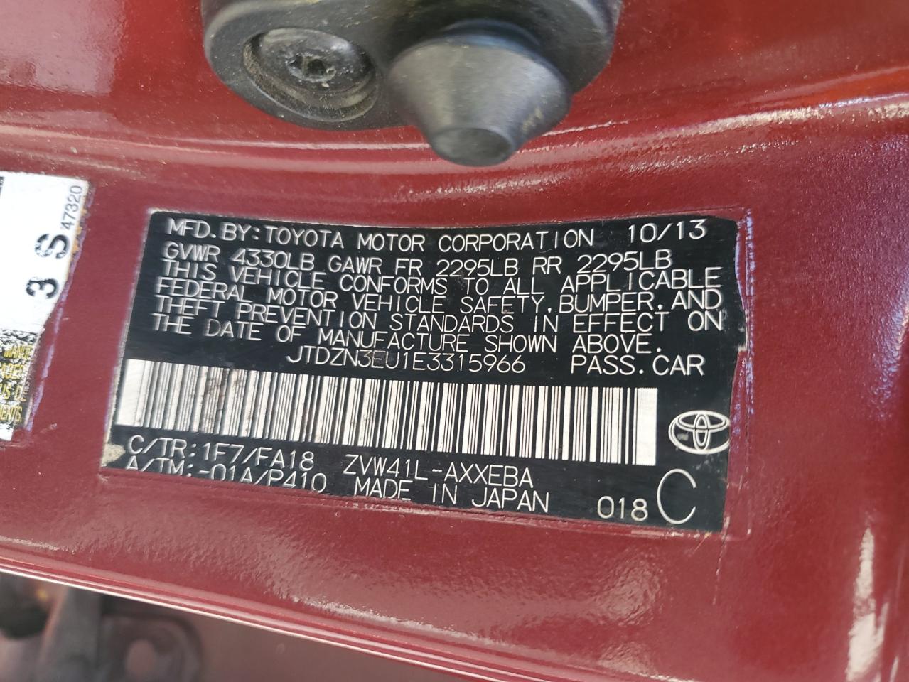 2014 Toyota Prius V VIN: JTDZN3EU1E3315966 Lot: 85078405