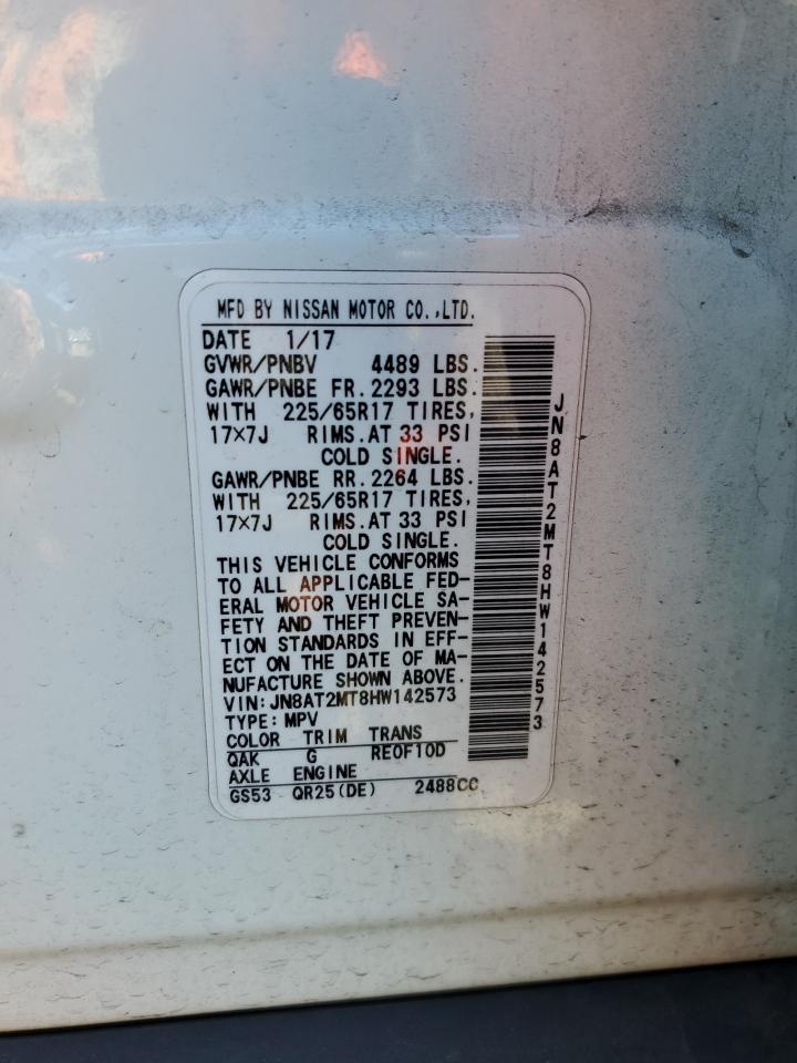 2017 Nissan Rogue S VIN: JN8AT2MT8HW142573 Lot: 84921665