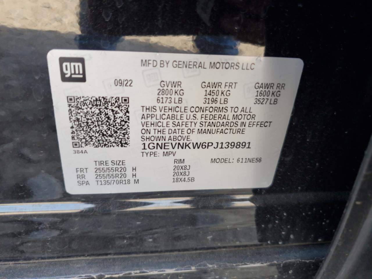 2023 Chevrolet Traverse High Country VIN: 1GNEVNKW6PJ139891 Lot: 84062895