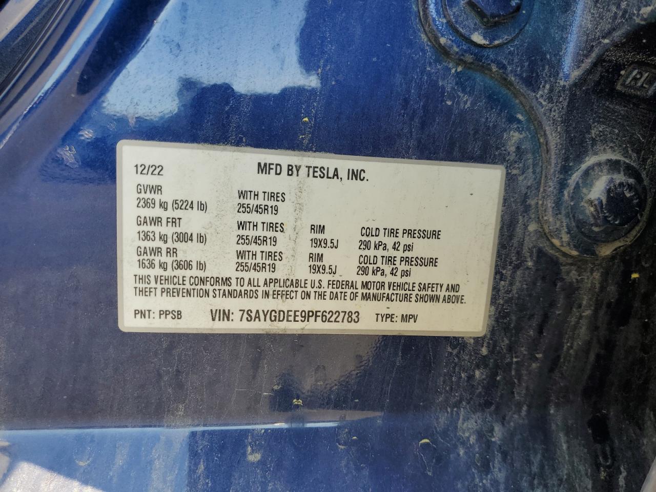 2023 Tesla Model Y VIN: 7SAYGDEE9PF622783 Lot: 90691015