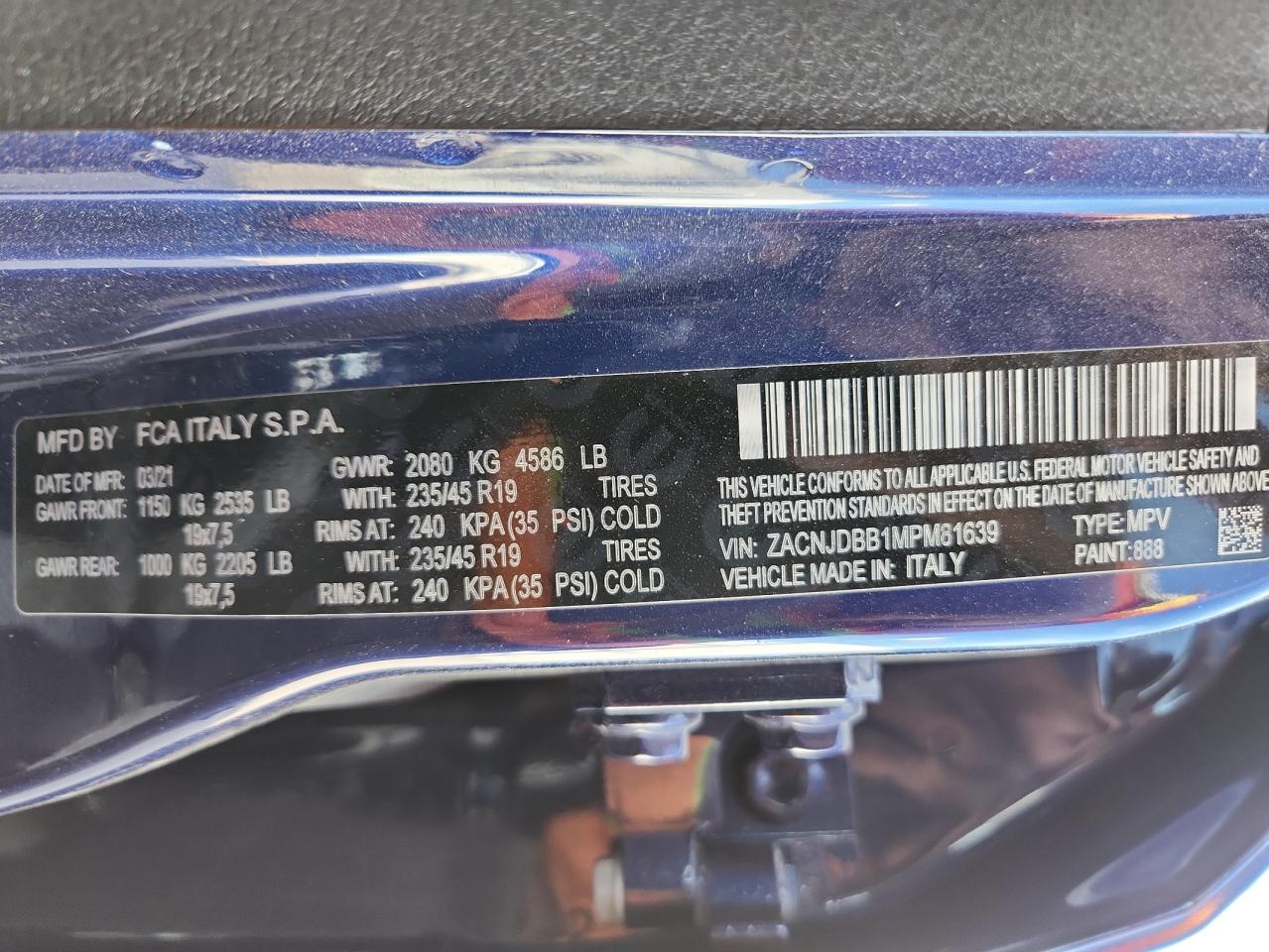 2021 Jeep Renegade Latitude VIN: ZACNJDBB1MPM81639 Lot: 90222895