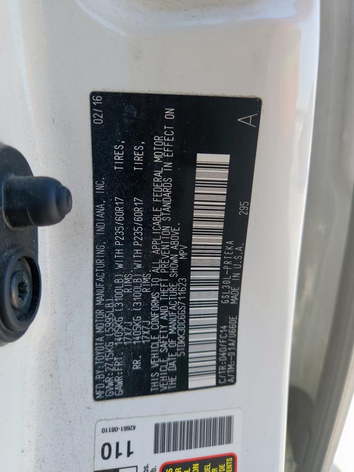 2016 Toyota Sienna Le VIN: 5TDKK3DC6GS711623 Lot: 85599935