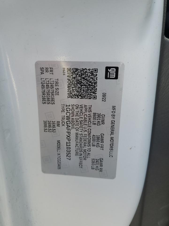 2023 Chevrolet Express G2500 VIN: 1GCWGAFPXP1103527 Lot: 84272615