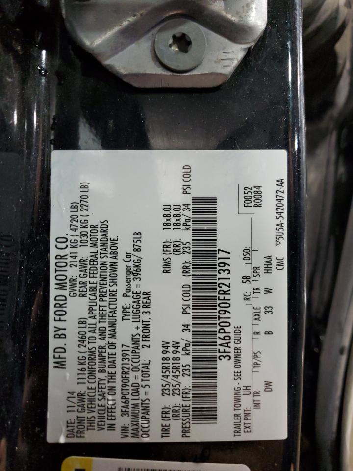 2015 Ford Fusion Se VIN: 3FA6P0T90FR213917 Lot: 90226305