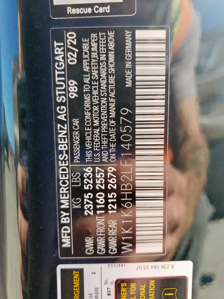 2020 Mercedes-Benz E 450 VIN: W1K1K6HB2LF140579 Lot: 87400285