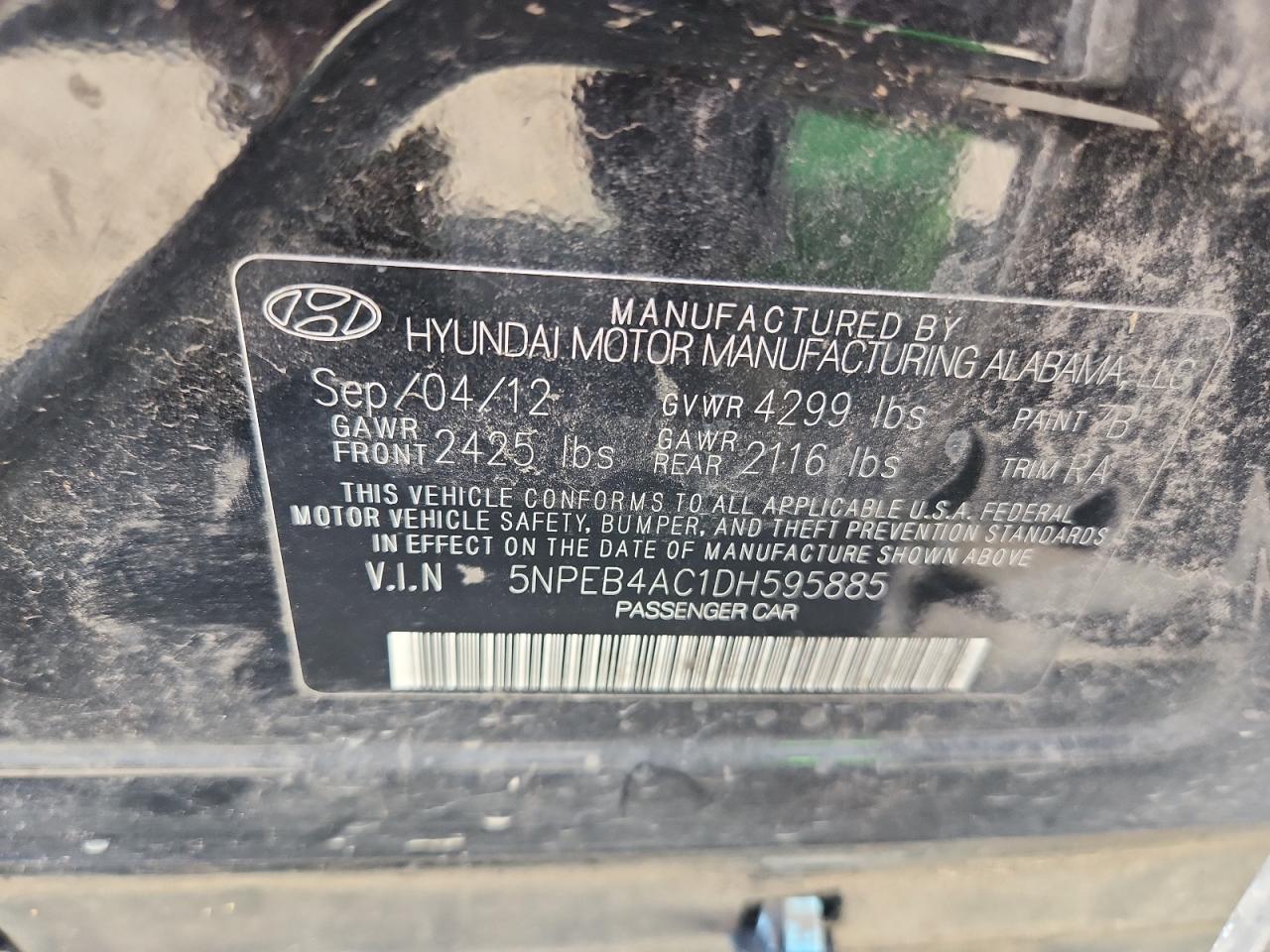 2022 Hyundai Sonata Gls VIN: 5NPEB4AC1DH595885 Lot: 85370355