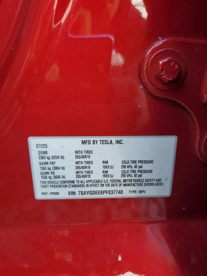 2023 Tesla Model Y VIN: 7SAYGDEE8PF837748 Lot: 84366475