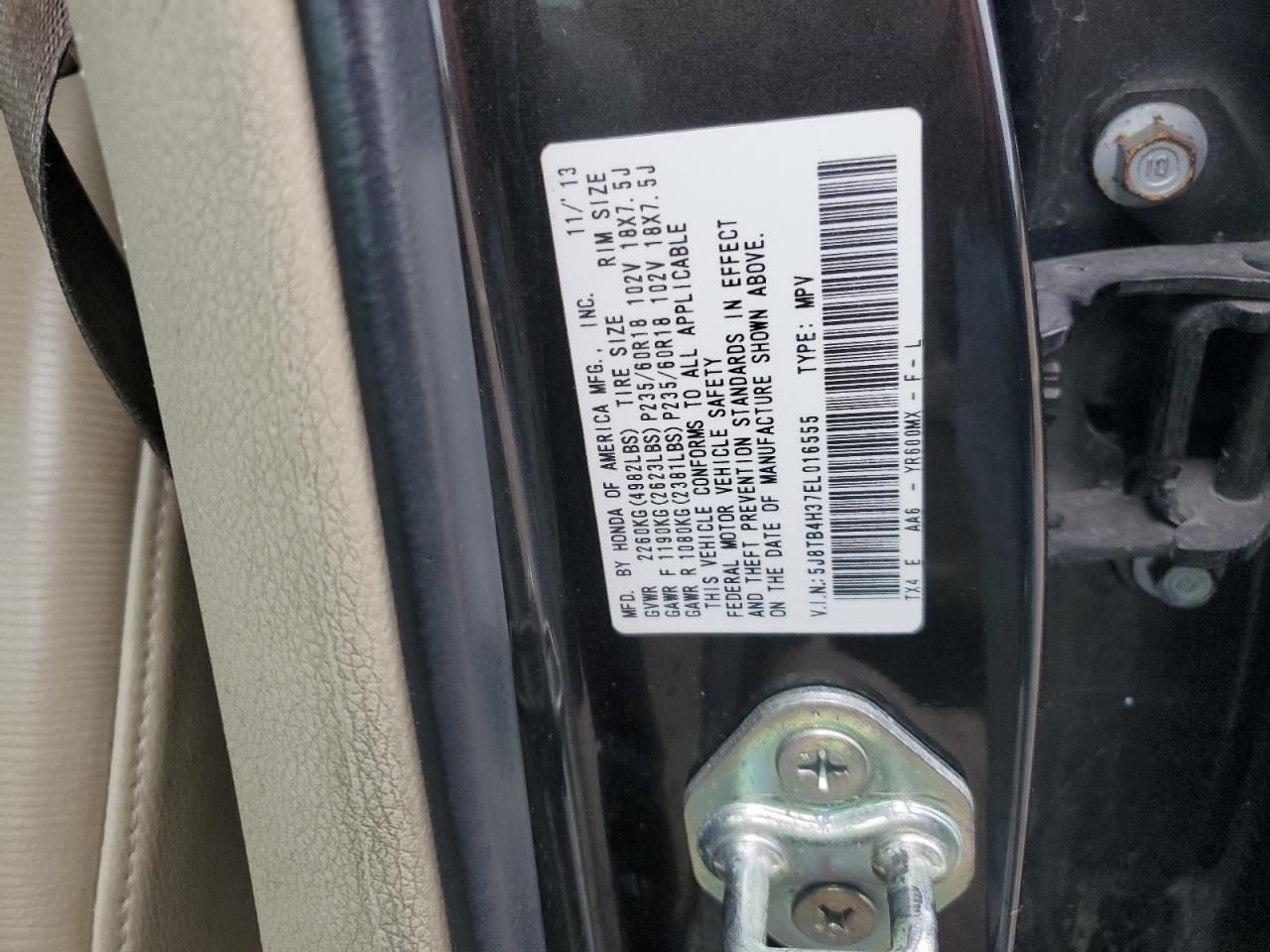 2014 Acura Rdx VIN: 5J8TB4H37EL016555 Lot: 82257675