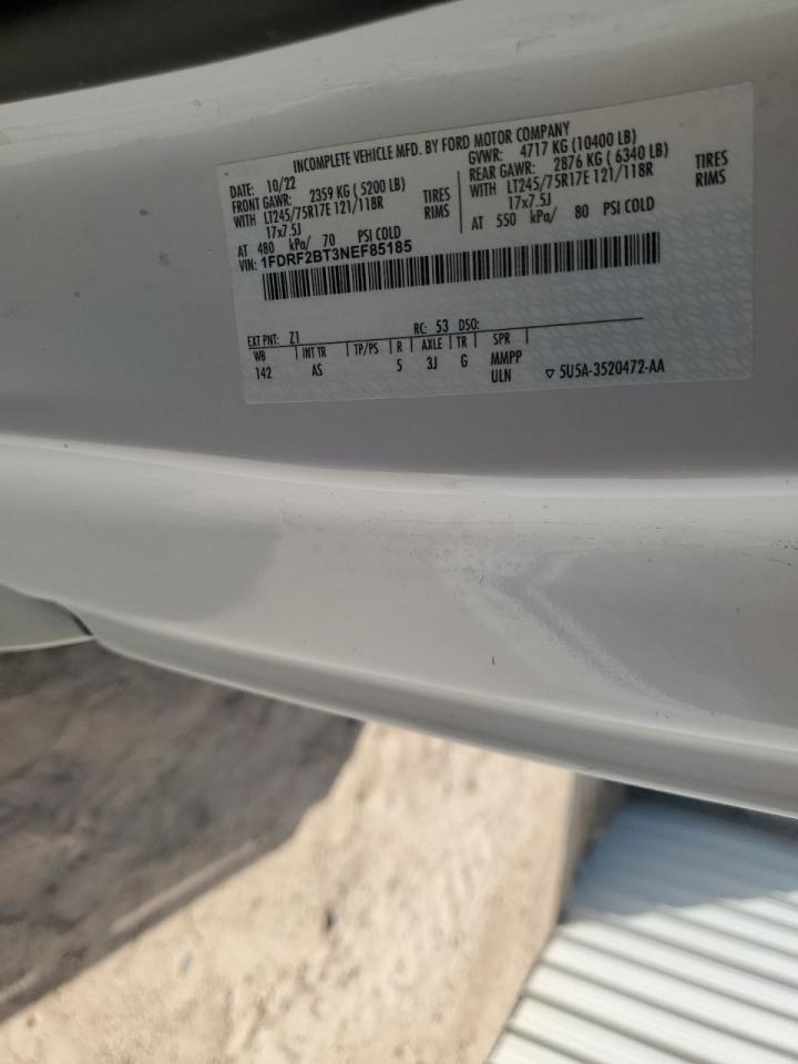 2022 Ford F250 Super Duty Flatbed Truck VIN: 1FDRF2BT3NEF85185 Lot: 89616465