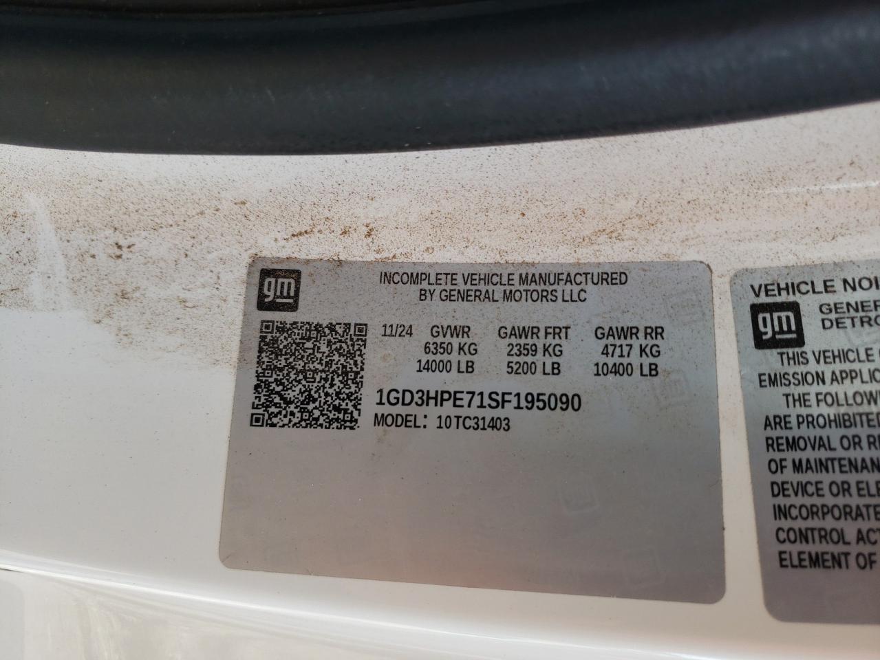 2025 GMC Sierra C3500 VIN: 1GD3HPE71SF195090 Lot: 81849575