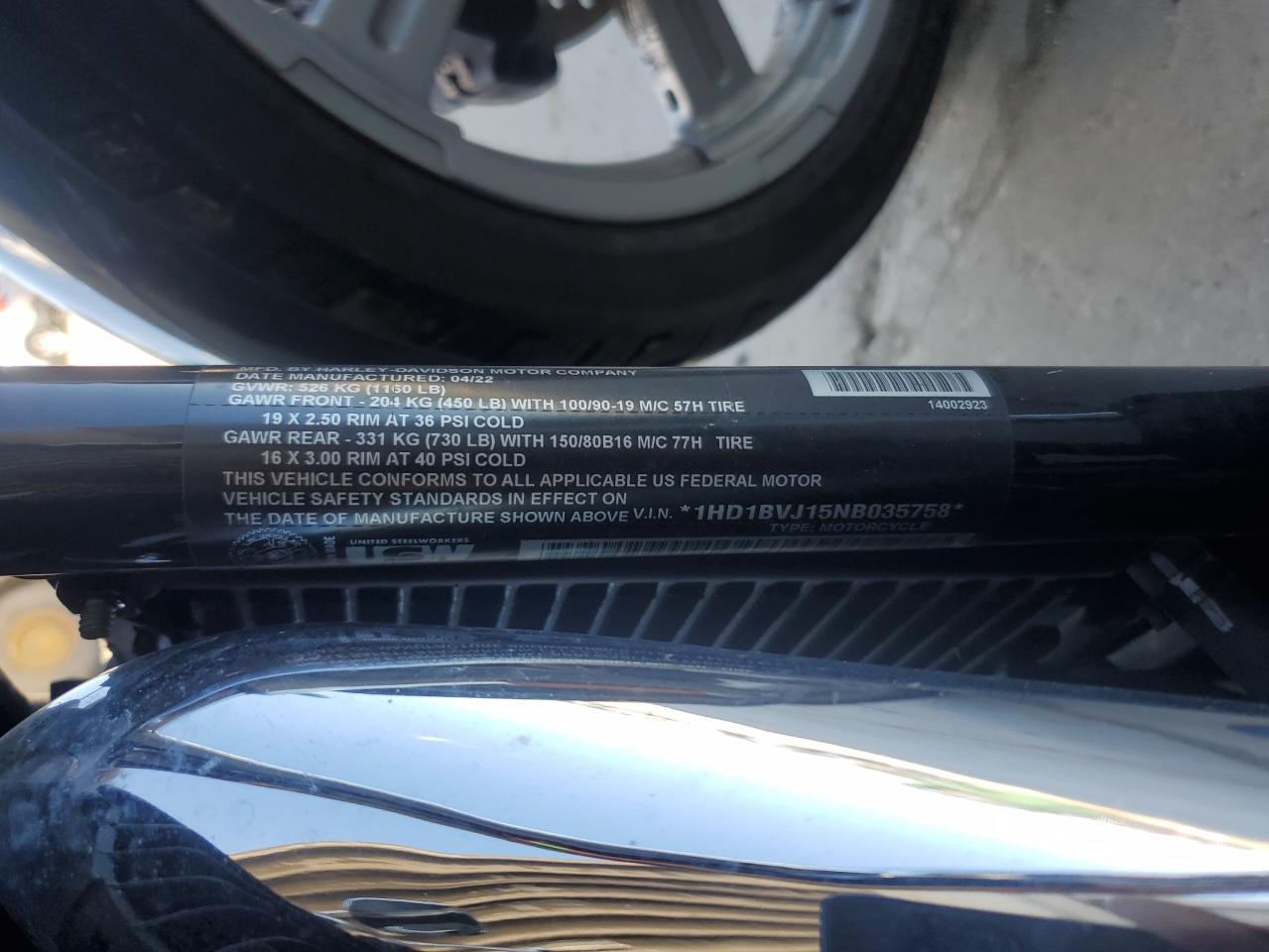 2022 Harley-Davidson Fxst VIN: 1HD1BVJ15NB035758 Lot: 86056995