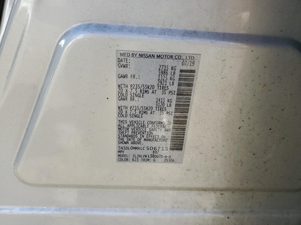 2020 Infiniti Qx60 Luxe VIN: 5N1DL0MMXLC506715 Lot: 90394305