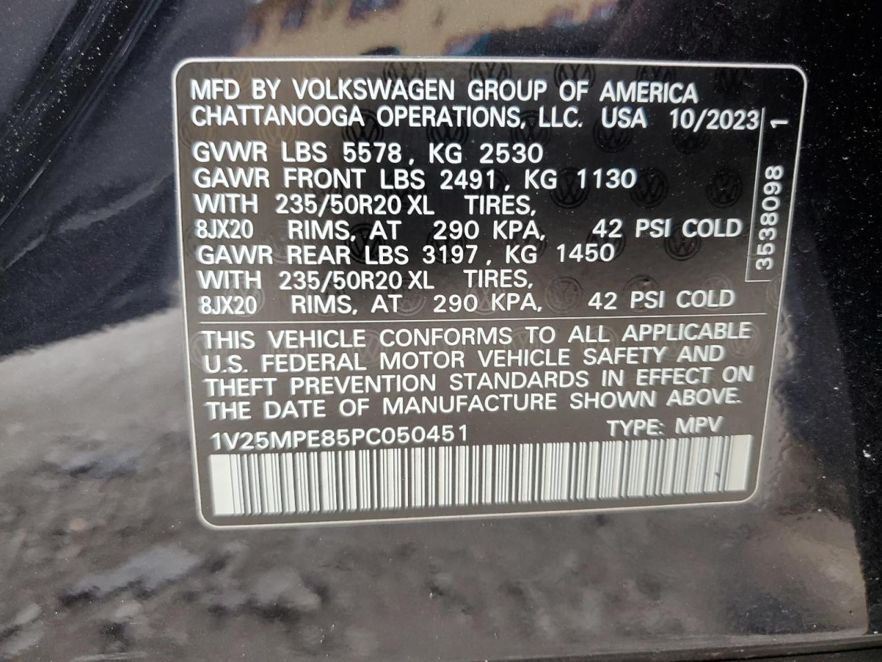 2023 Volkswagen Id.4 S VIN: 1V25MPE85PC050451 Lot: 85138155