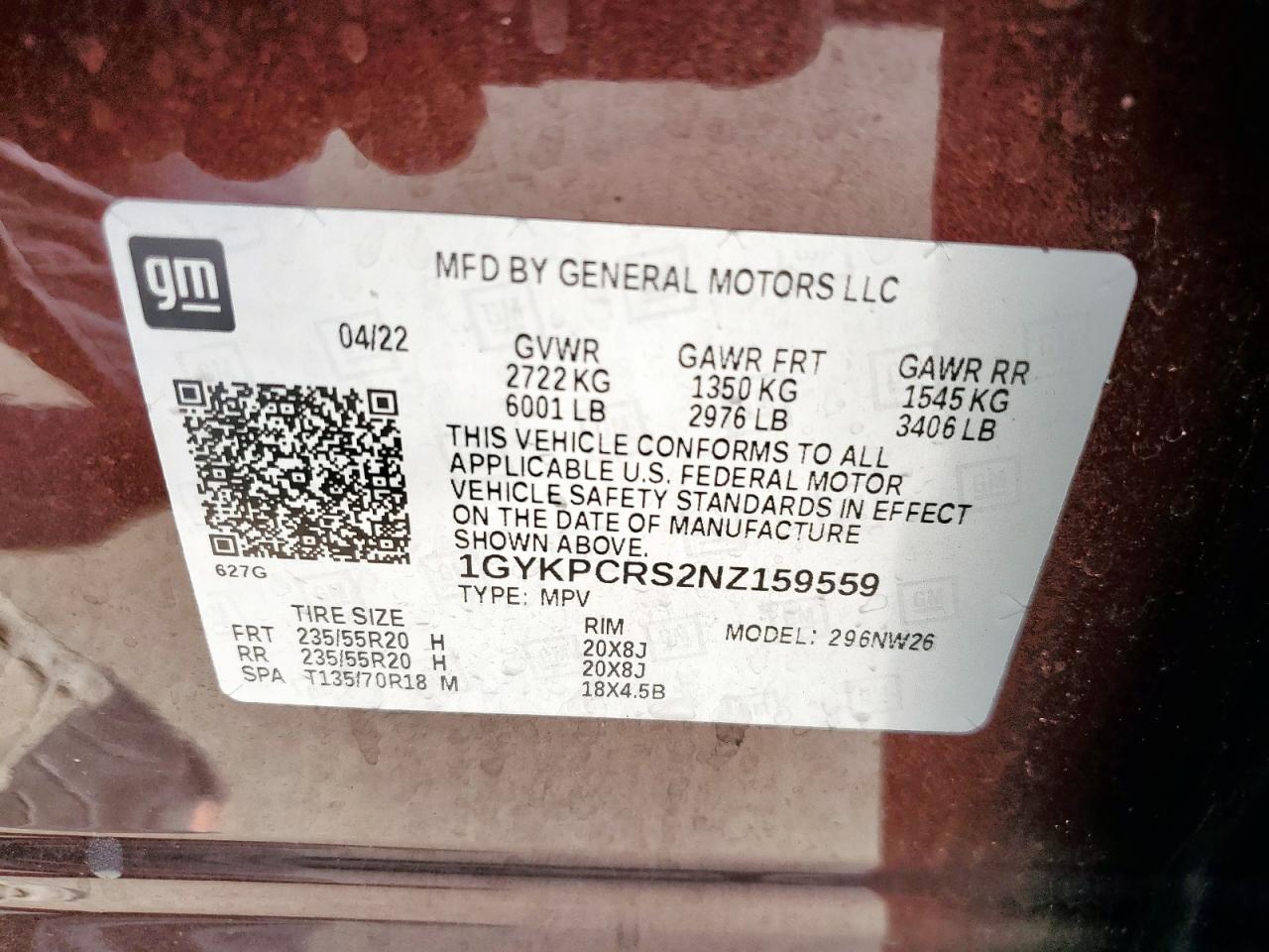 2022 Cadillac Xt6 Premium Luxury VIN: 1GYKPCRS2NZ159559 Lot: 86605745