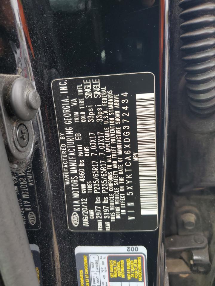2013 Kia Sorento Lx VIN: 5XYKTCA6XDG372434 Lot: 82474895