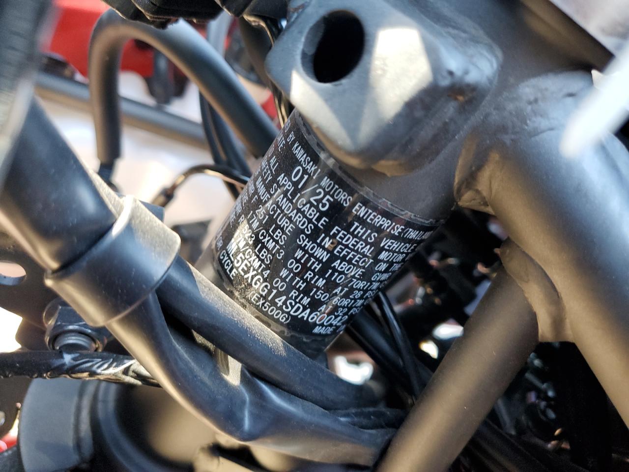 2025 Kawasaki Ex500 VIN: ML5EXGG14SDA60042 Lot: 89685885