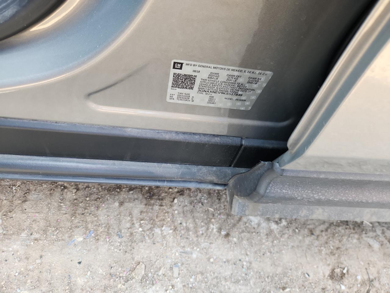 2019 Chevrolet Equinox Premier VIN: 3GNAXNEV9KS517849 Lot: 85884525