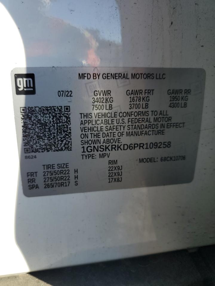 2023 Chevrolet Tahoe K1500 Rst VIN: 1GNSKRKD6PR109258 Lot: 81239665