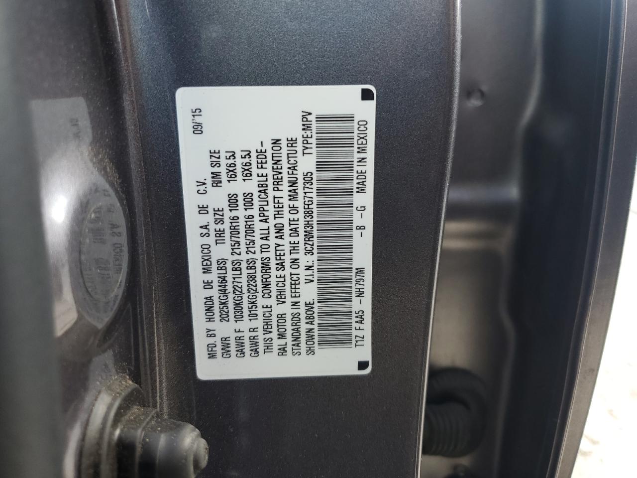 2015 Honda Cr-V Lx VIN: 3CZRM3H38FG717305 Lot: 84808165