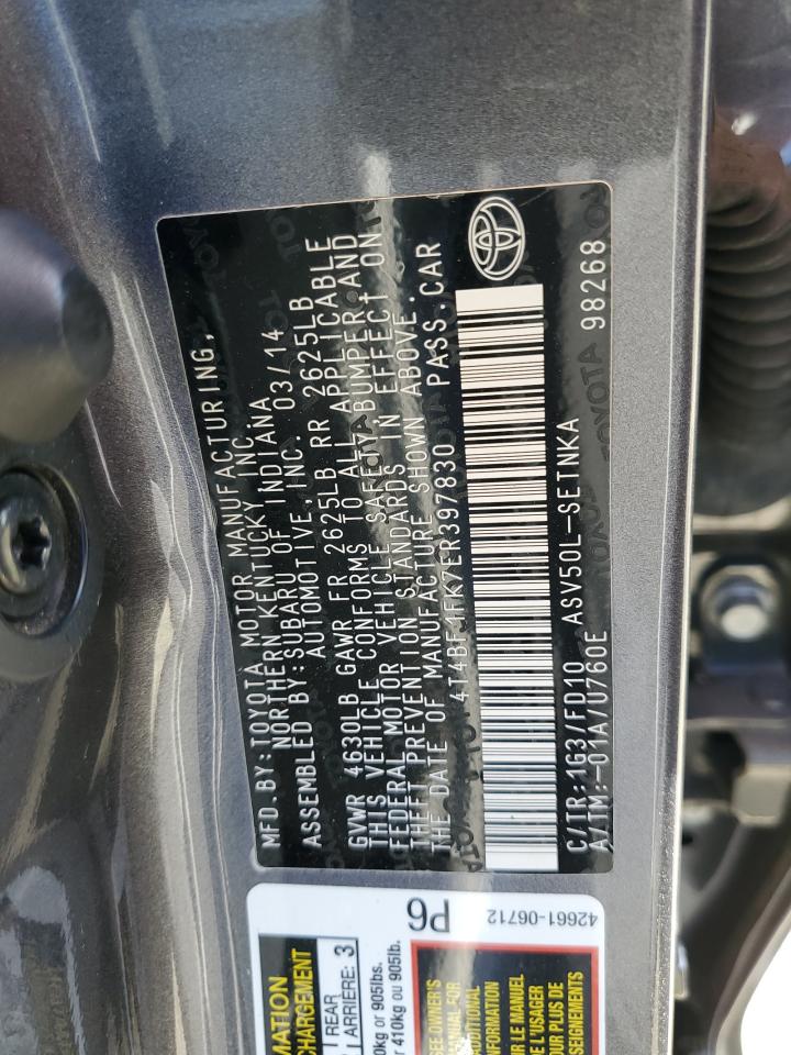 2014 Toyota Camry L VIN: 4T4BF1FK7ER397830 Lot: 84792005