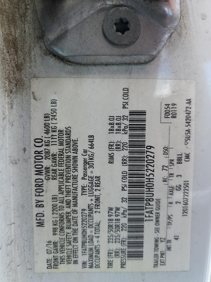 2017 Ford Mustang VIN: 1FATP8UH0H5220279 Lot: 82442125