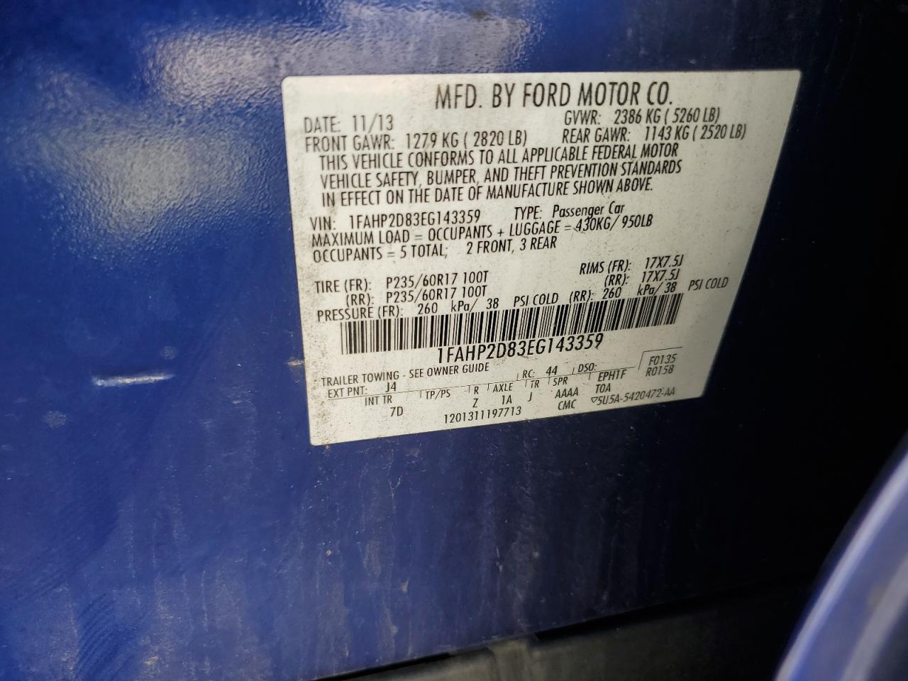 2014 Ford Taurus Se VIN: 1FAHP2D83EG143359 Lot: 84783655