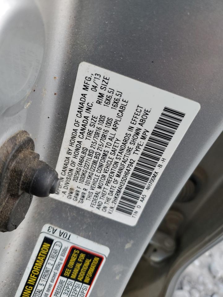 2013 Honda Cr-V Lx VIN: 2HKRM4H35DH647942 Lot: 90265285