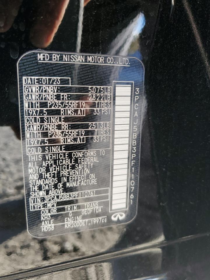 2023 Infiniti Qx50 Luxe VIN: 3PCAJ5BB3PF110761 Lot: 84945085