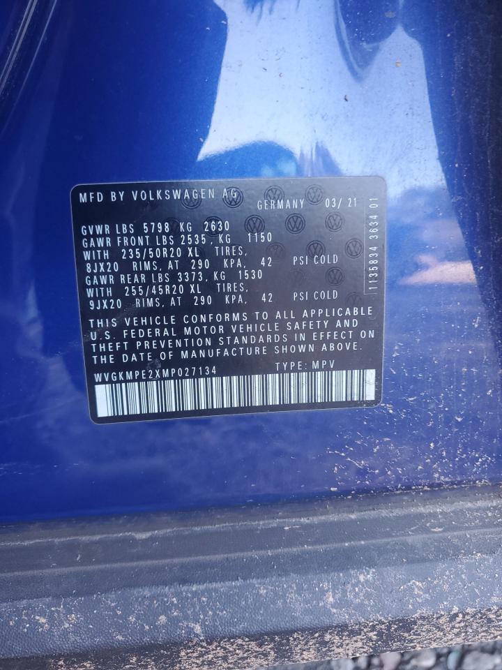 2021 Volkswagen Id.4 Pro S VIN: WVGKMPE2XMP027134 Lot: 84383865