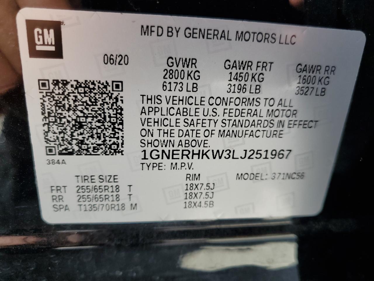 2020 Chevrolet Traverse Lt VIN: 1GNERHKW3LJ251967 Lot: 81994935