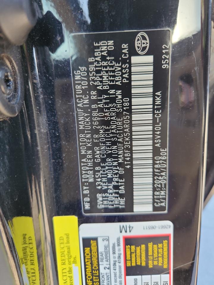 2010 Toyota Camry Base VIN: 4T4BF3EK5AR057180 Lot: 82538545