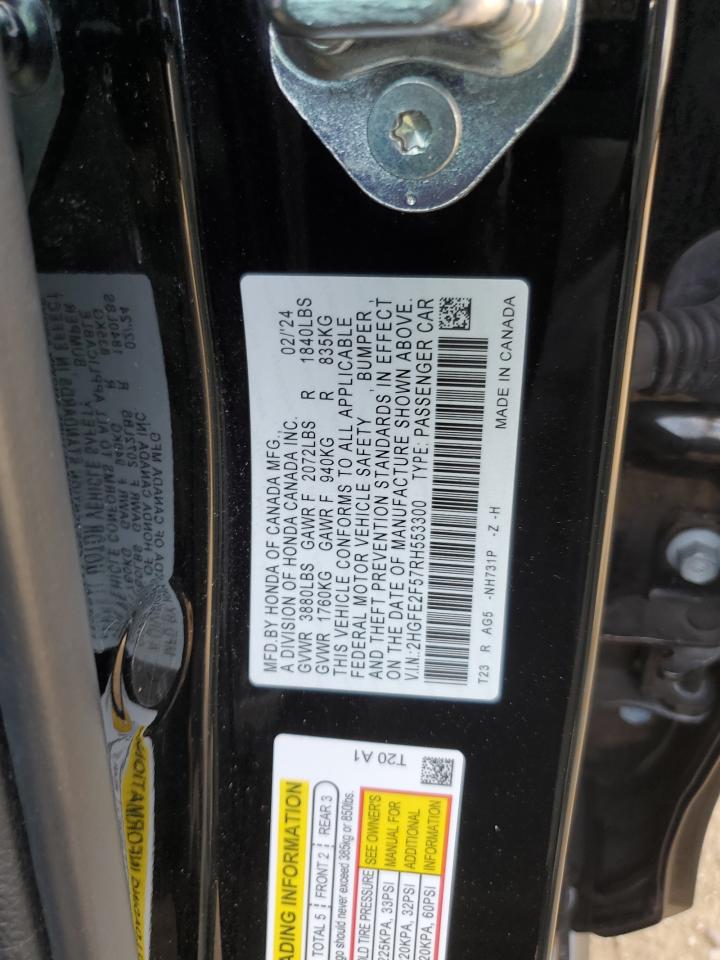 2024 Honda Civic Sport VIN: 2HGFE2F57RH553300 Lot: 84868345