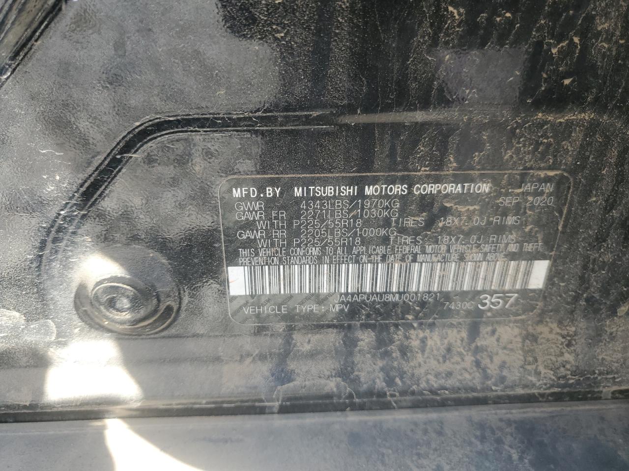 2021 Mitsubishi Outlander Sport Es VIN: JA4APUAU8MU001821 Lot: 85698075