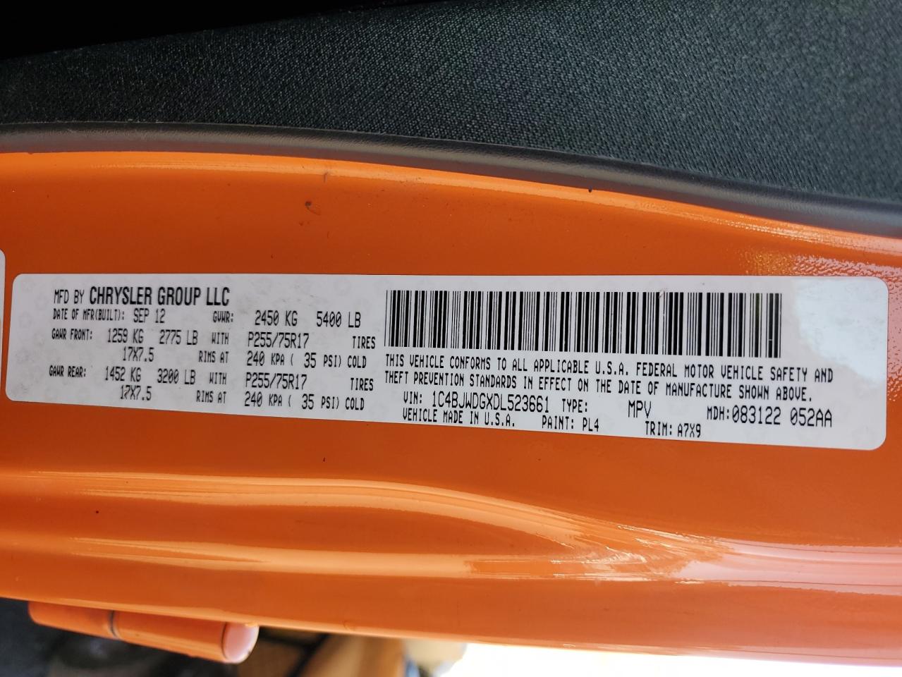 2013 Jeep Wrangler Unlimited Sport VIN: 1C4BJWDGXDL523661 Lot: 85188095