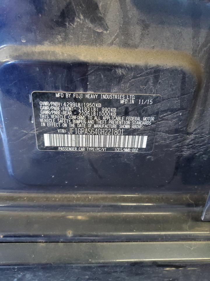 2016 Subaru Impreza Sport VIN: JF1GPAS64GH221801 Lot: 85272255