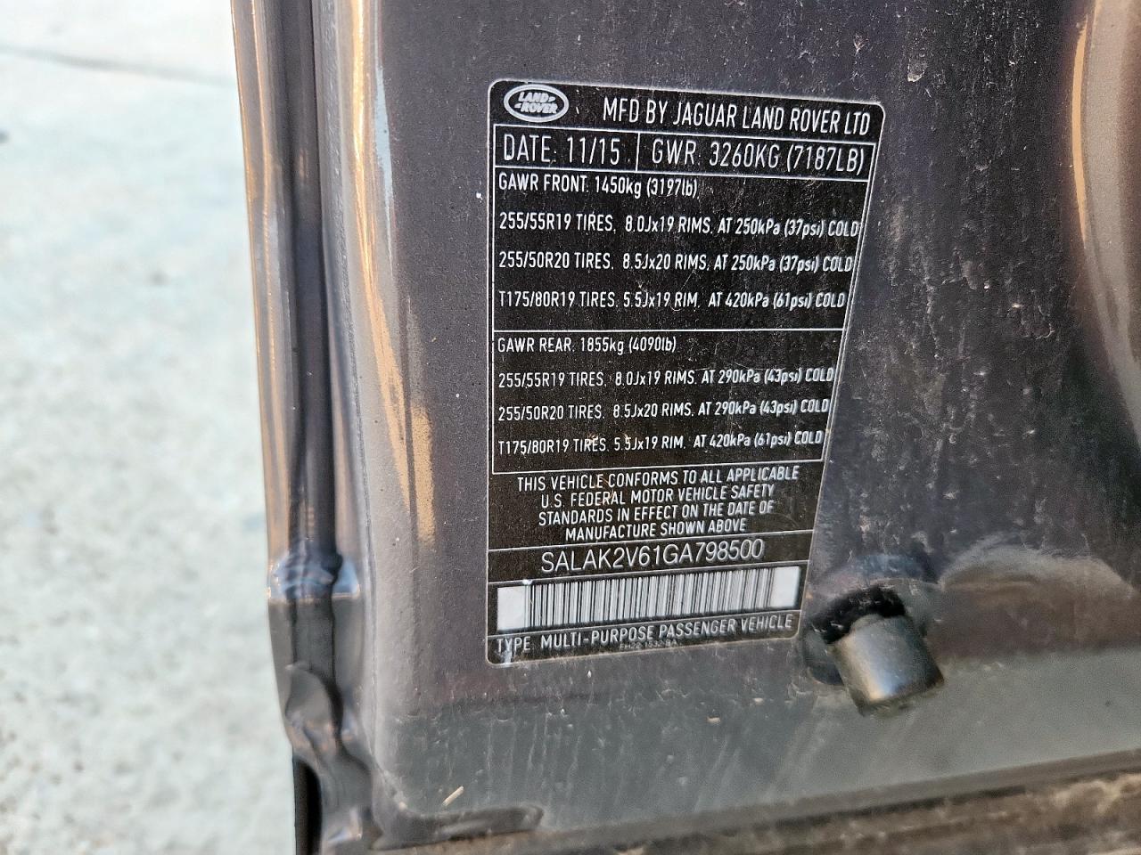 2016 Land Rover Lr4 Hse Luxury VIN: SALAK2V61GA798500 Lot: 82410195