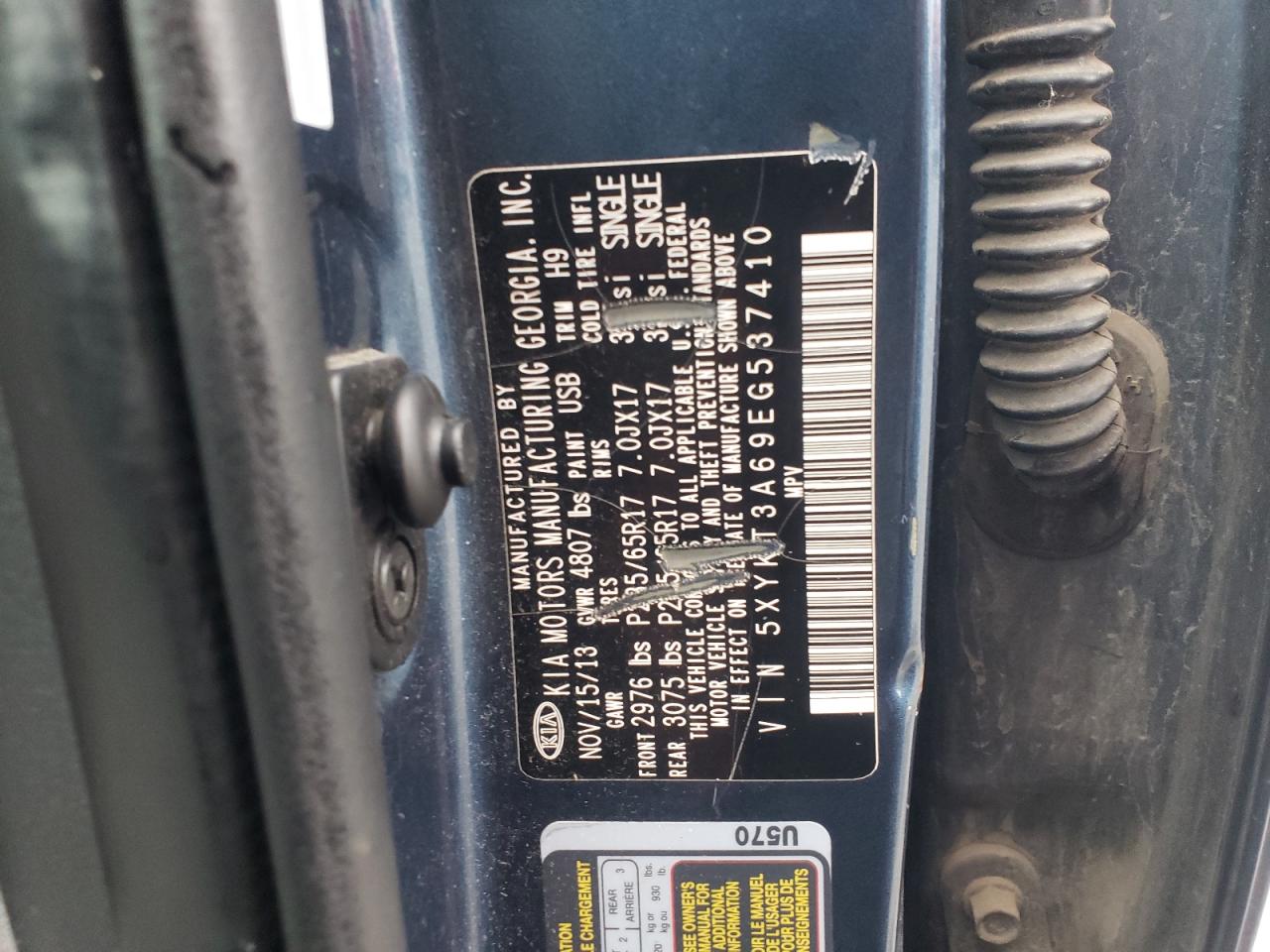 2014 Kia Sorento Lx VIN: 5XYKT3A69EG537410 Lot: 84944045