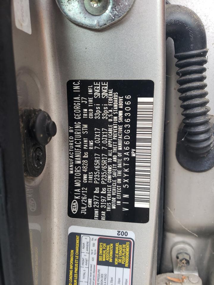 2013 Kia Sorento Lx VIN: 5XYKT3A66DG363066 Lot: 89821005